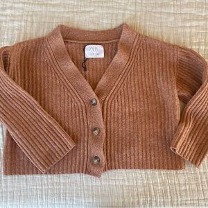 Zara Ribbed Button-Up Crop top Cardigan